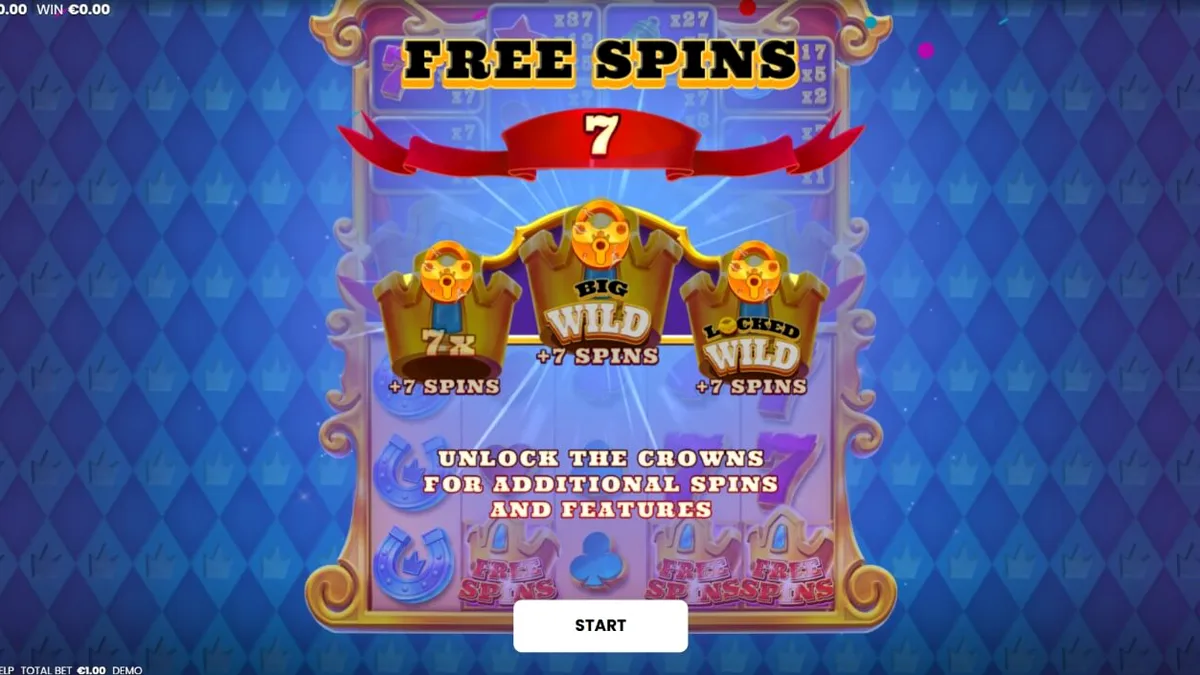 Tampilan visual slot King of 7’s dengan simbol Lucky 7 dan mahkota emas