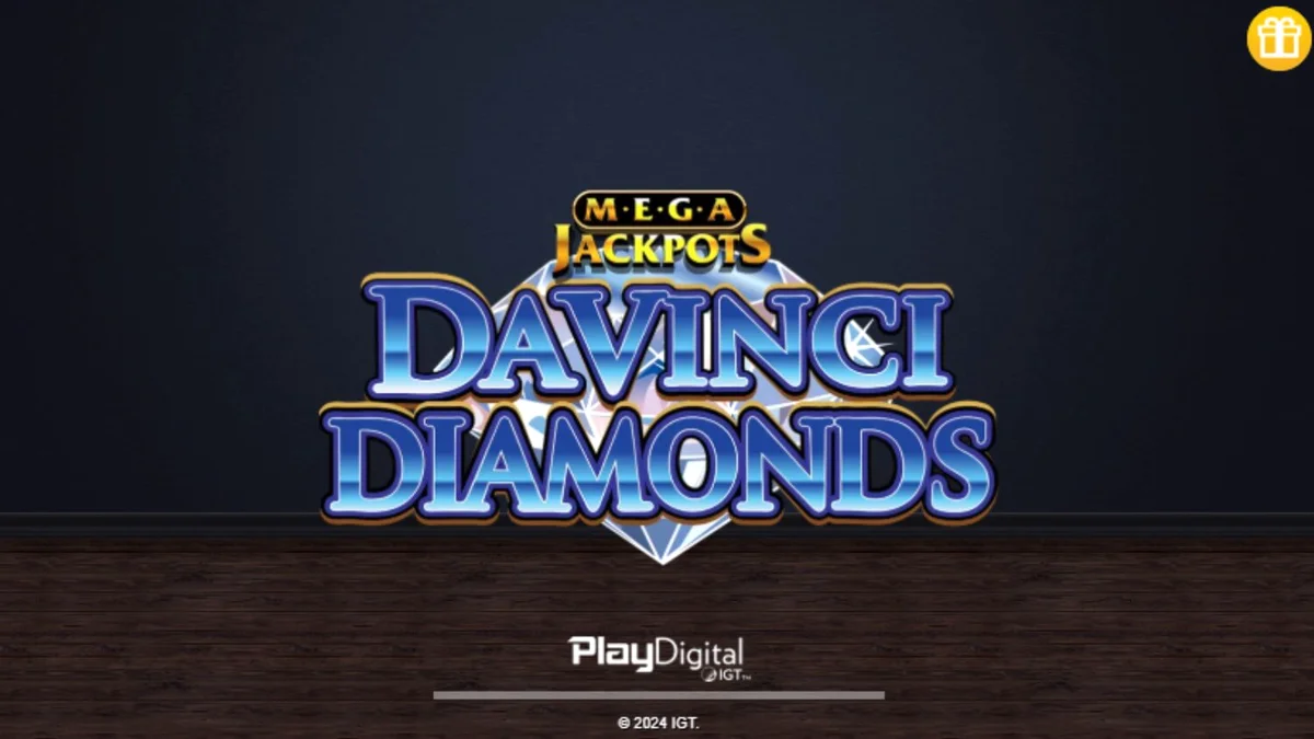 Tampilan visual slot Mega Jackpot DaVinci Diamonds dengan tema seni Renaissance dan berlian.